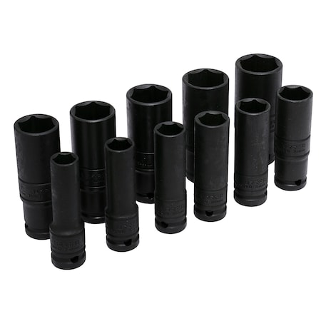 Urrea 1/2" drive 6-pt thin-wall deep impact socket set 11PC 73112D